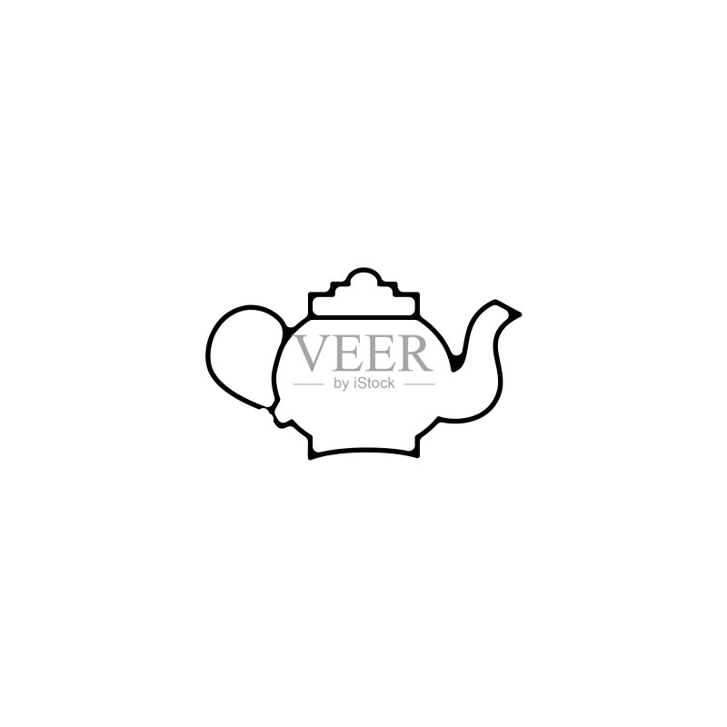 茶壶细线图标手绘细线图标素材