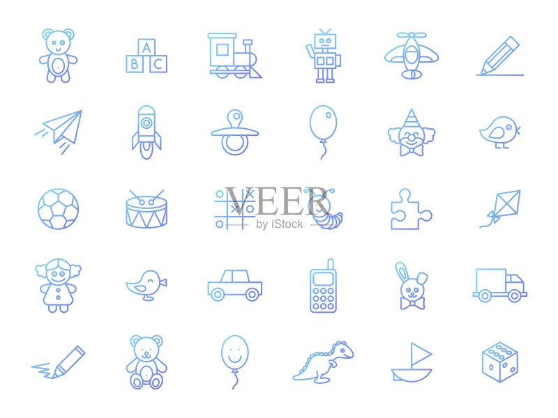 白色背景上的玩具图标合集图标素材