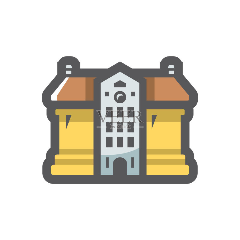 卡通城堡古代石头建筑图标图标素材