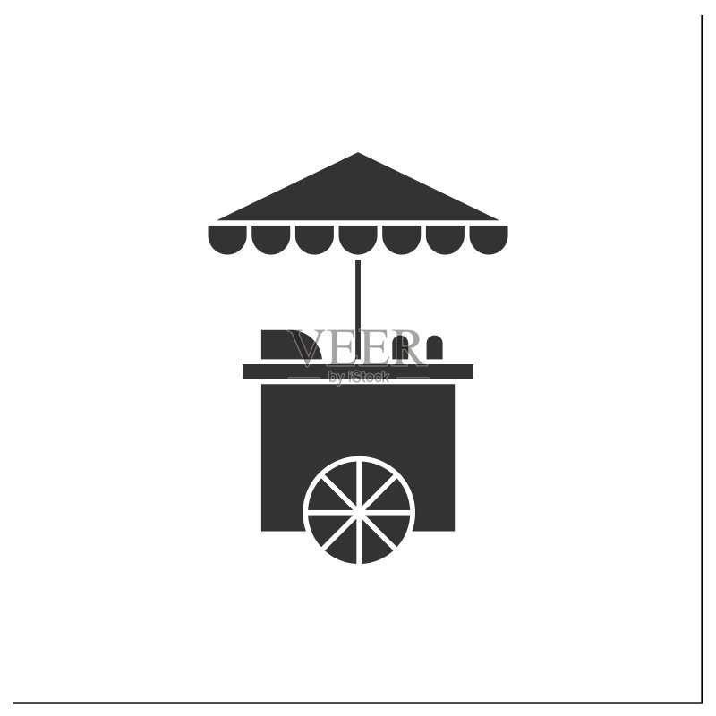 食品手推车轮廓图标图标素材