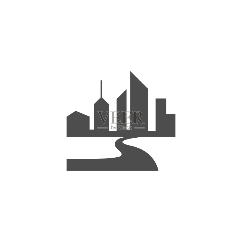 河流图标Logo扁平设计模板图标素材