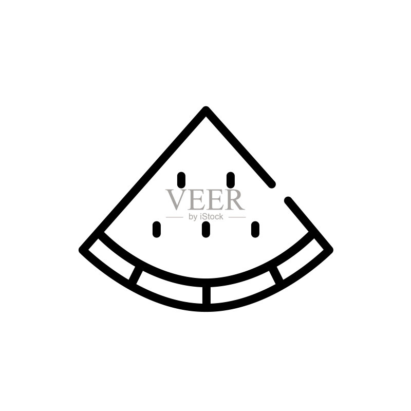 西瓜切片像素完美可编辑描边线条图标图标素材