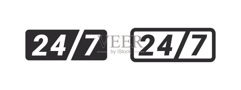 24小时协助图标:每周7天全天候支持服务矢量图图标素材