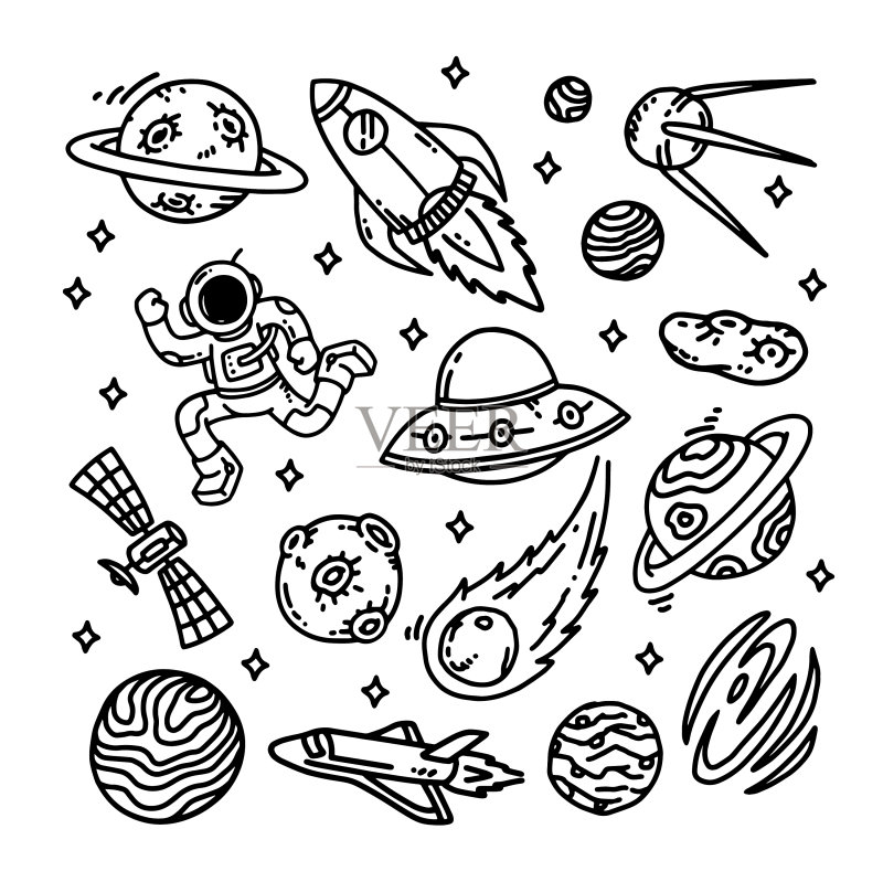 涂鸦星系线条图标素材