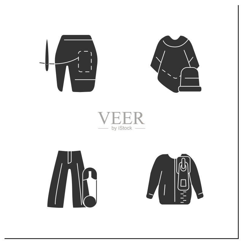 服装修补字形图标集图标素材