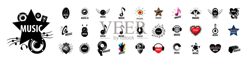 白色背景上的音乐logo合集图标素材