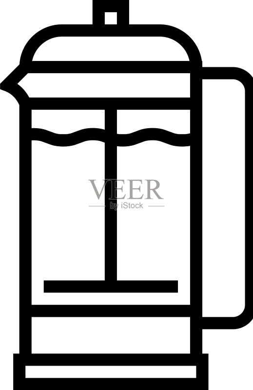 手动咖啡机线性图标图标素材