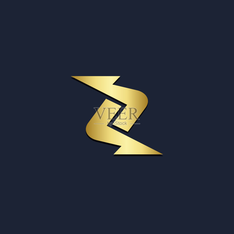 箭头圆形抽象金色logo图标素材