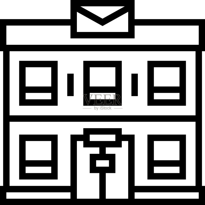 邮局大楼线性图标图标素材