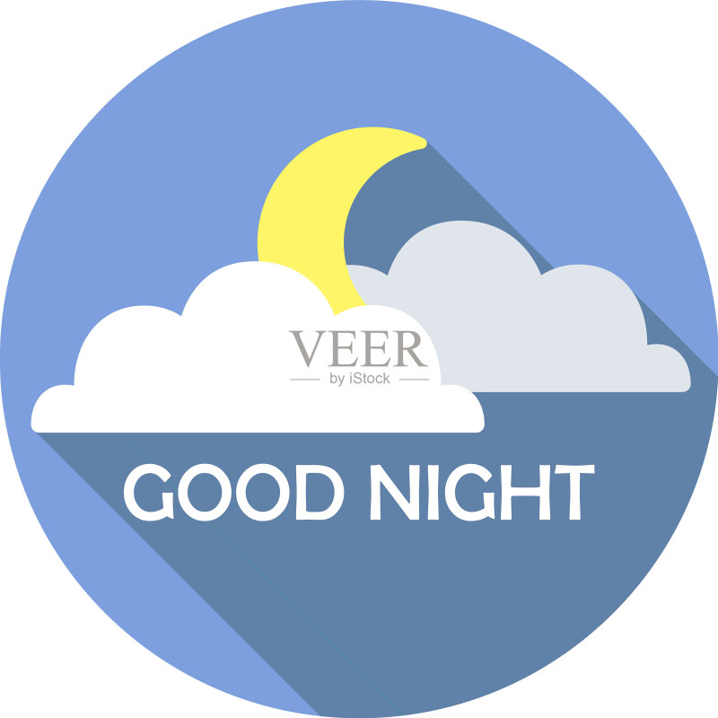 云中月夜扁平风图标素材