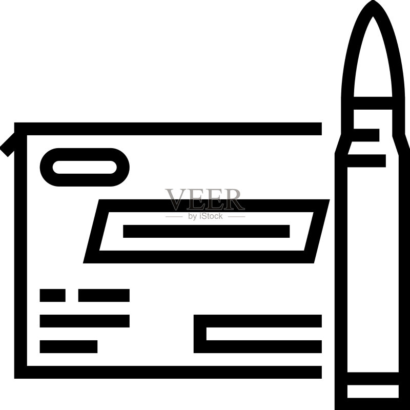 中心发火步枪弹药线条图标图标素材