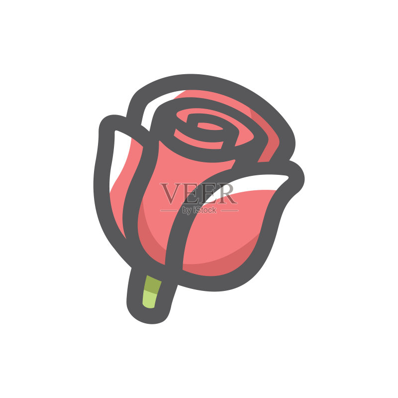 红色玫瑰花卡通图标图标素材