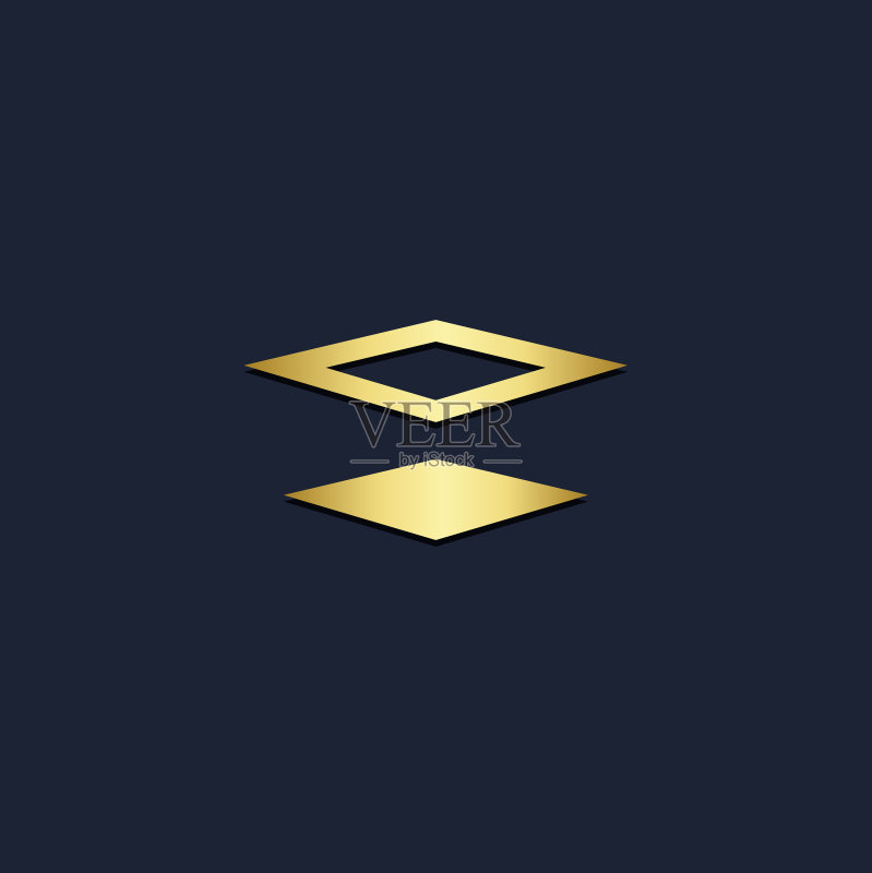 3D金色方形标志图标素材