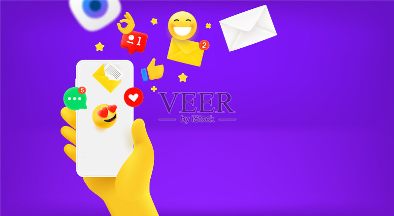 通过移动通讯工具进行交流的概念banner图标素材