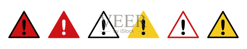 安全警示标志,感叹号图标,隔离危险矢量标记,黄色安全标记图标素材