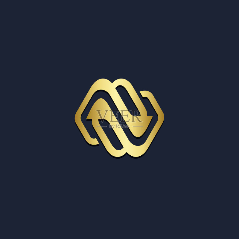 圆形抽象科技金色logo图标素材