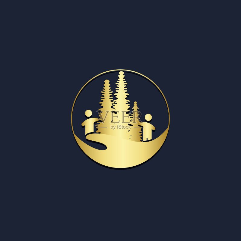 松树露营金色logo图标素材