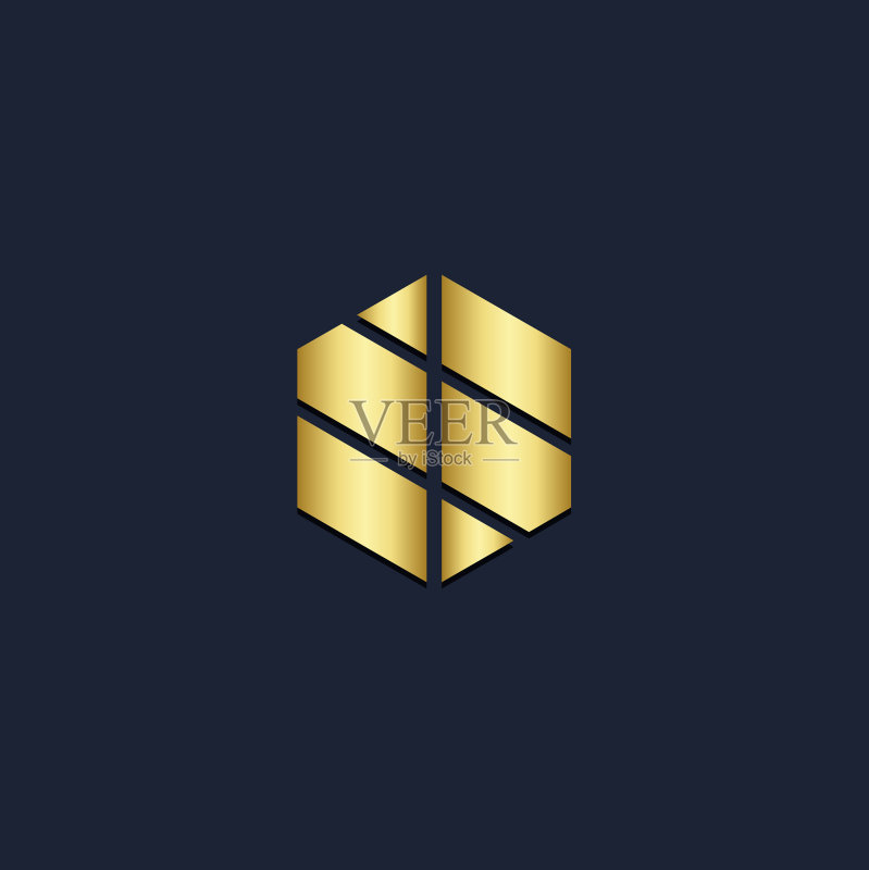 抽象多边形金色logo图标素材
