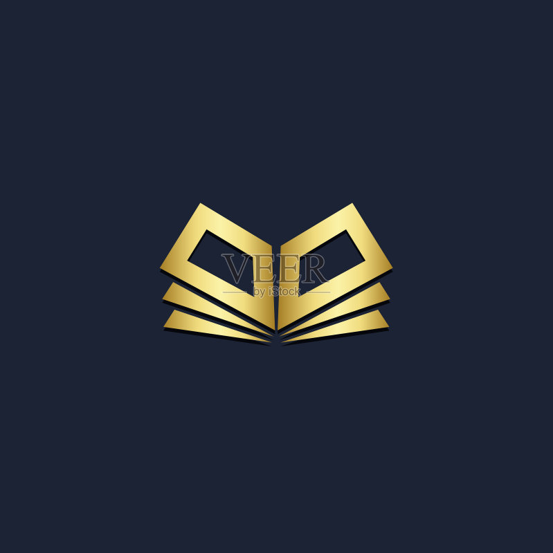 打开的书本金色logo标志图标素材