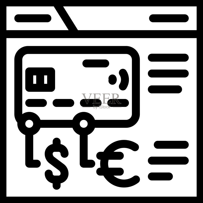 金融科技数字卡线性图标图标素材