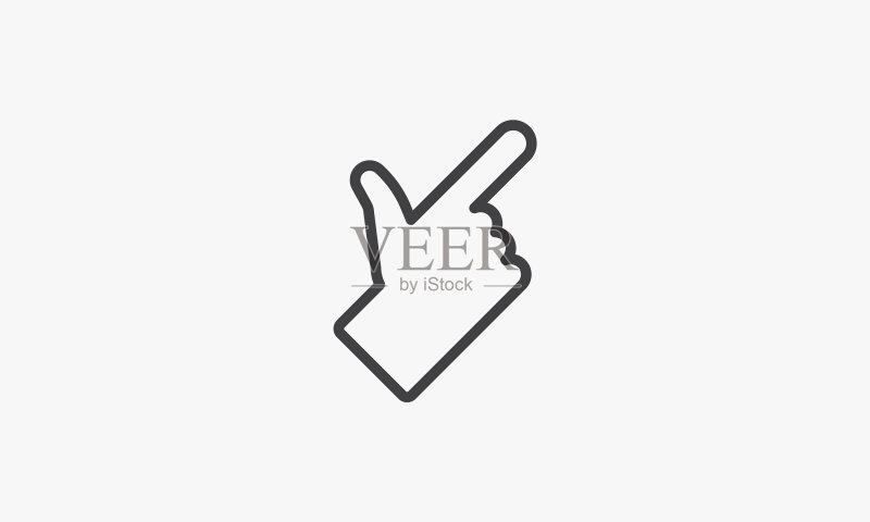 线条图标:手指指向(白色背景)图标素材