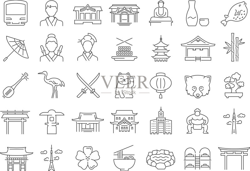 东京线性图标集图标素材