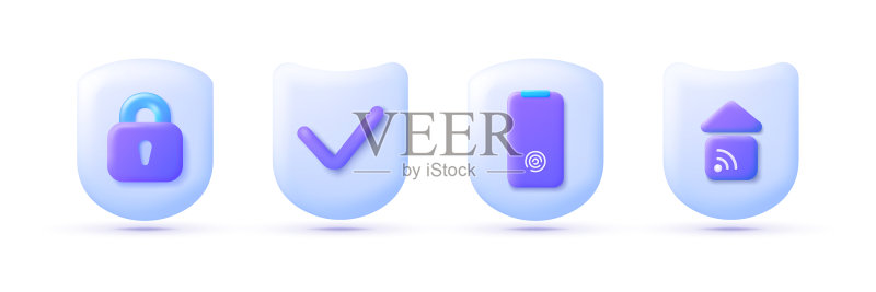 网络安全3D卡通合集图标素材