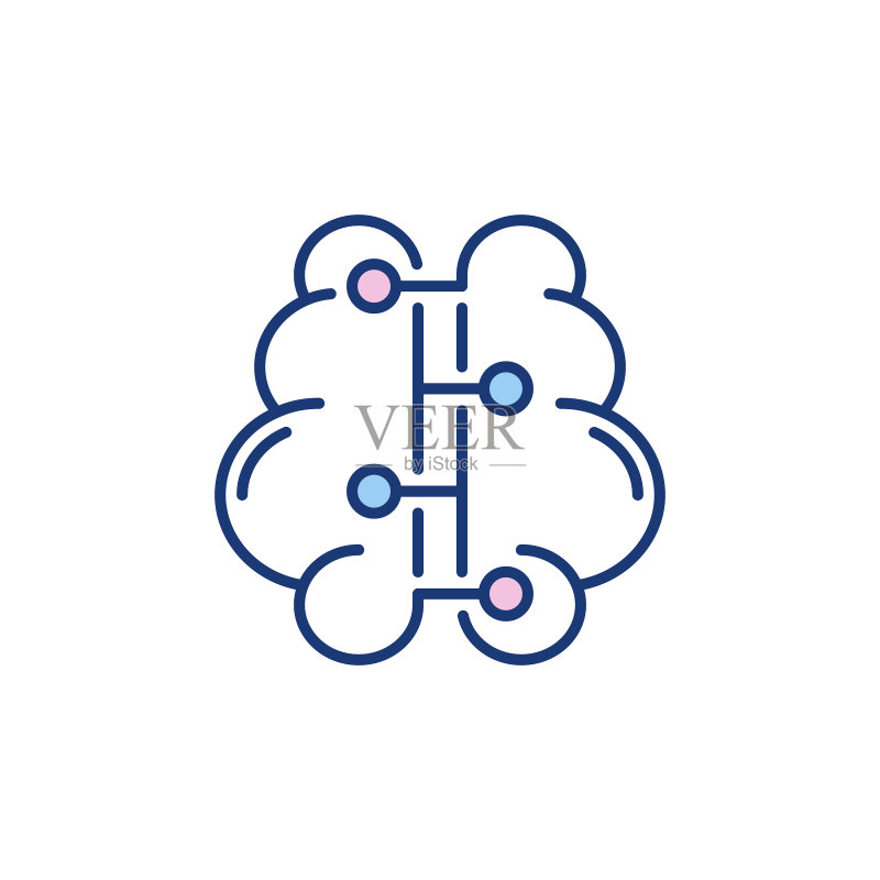 具有创意连接的人脑图标素材