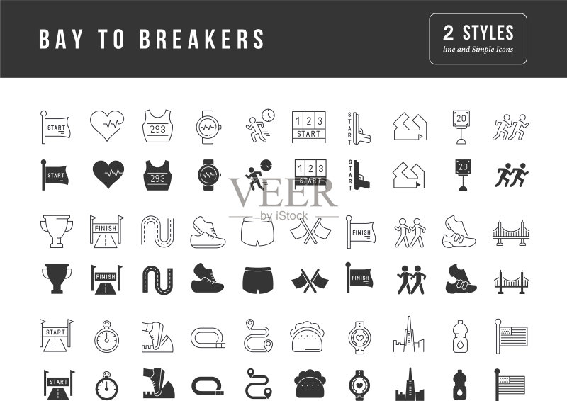 海湾到 Breakers 长跑赛图标合集图标素材