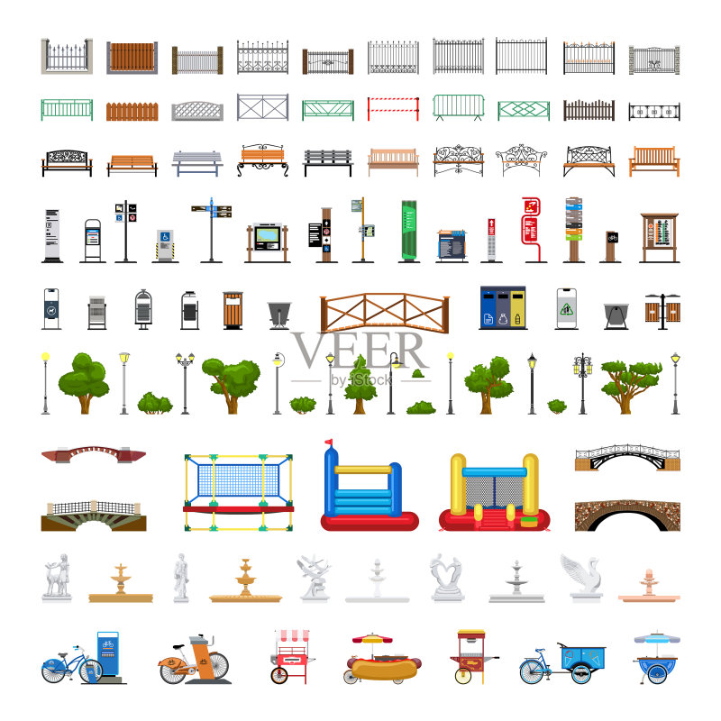 城市公园物品合集图标素材