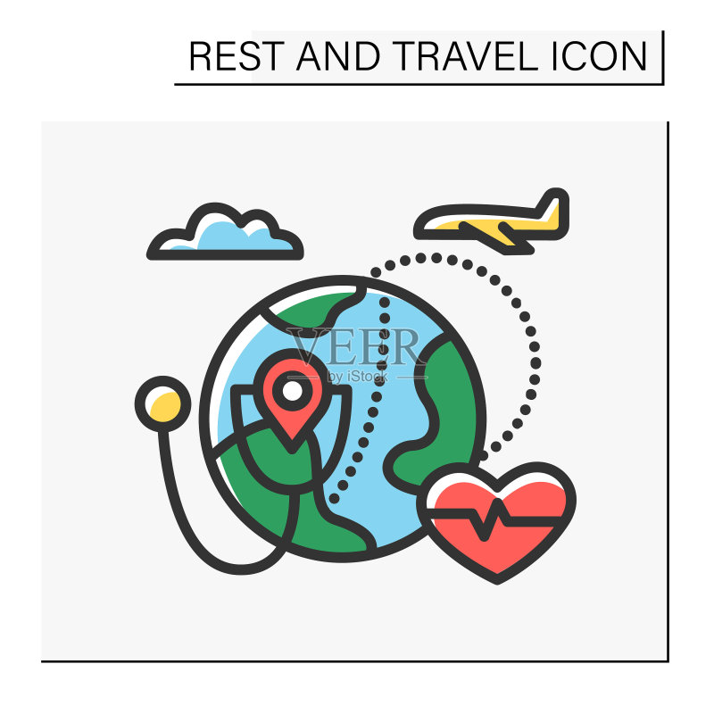 健康旅游彩色图标图标素材