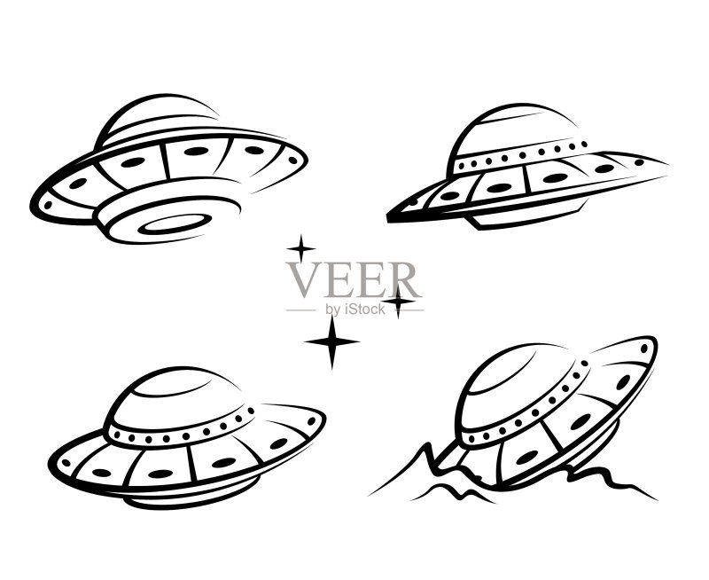 UFO宇宙飞船集合图标素材