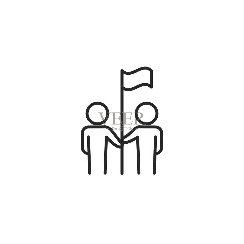 可编辑笔触的合作目标线图标图标素材