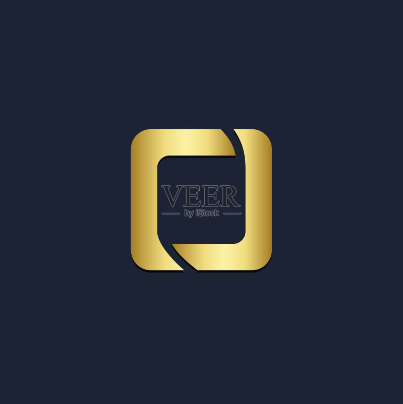 方形连接金色logo图标素材