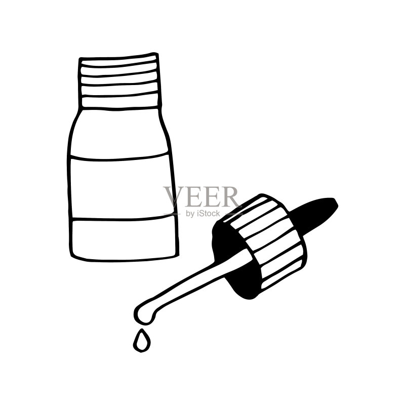 滴管瓶装手绘水滴图标素材