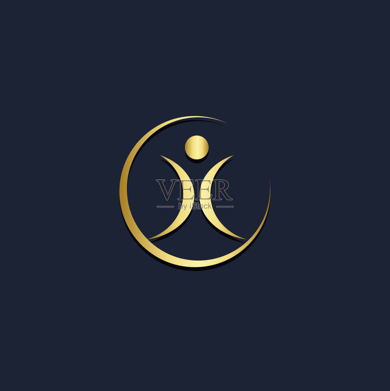 快乐的圆形人物金色logo图标素材