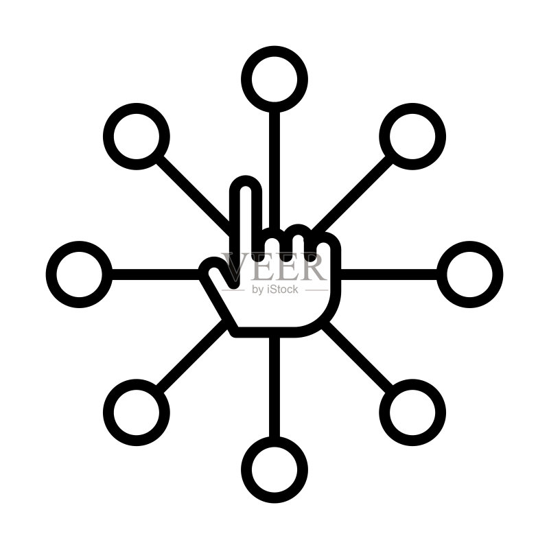 选择图标。白色背景上隔离的细线条选择轮廓图标。用于Web和移动设备的线条矢量选择标志、符号图标素材