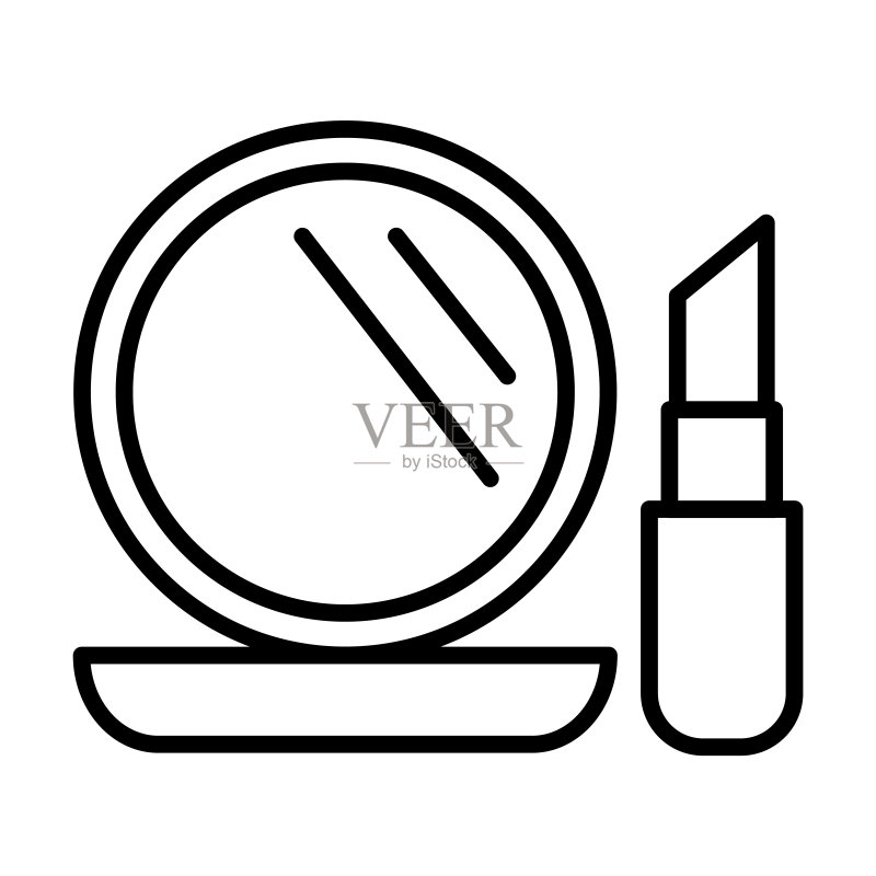 化妆品图标:在白色背景上隔离的细线性化妆品轮廓图标,用于Web和移动设备的线性矢量化妆品标志、符号图标素材