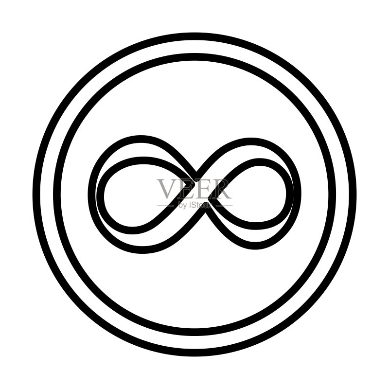 无限图标。白色背景上隔离的细线性无限轮廓图标。用于Web和移动的线条矢量无限符号图标素材