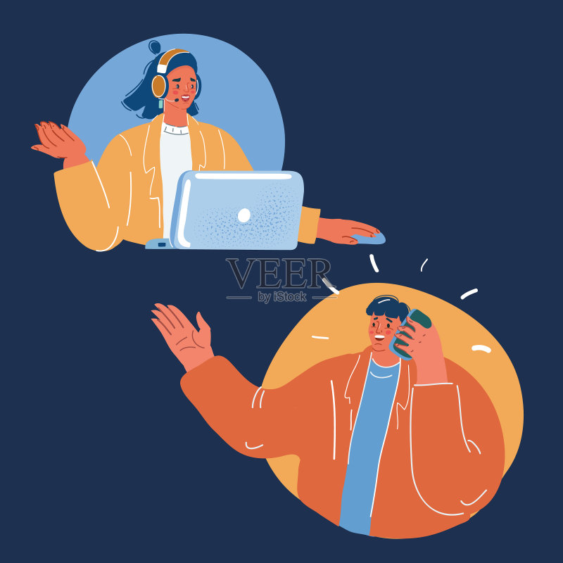 戴着耳机的客服图标素材