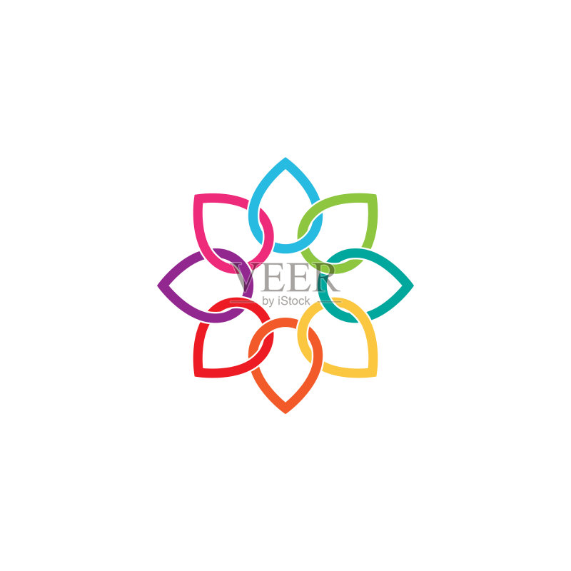线条抽象水滴花卉Logo标志图标素材