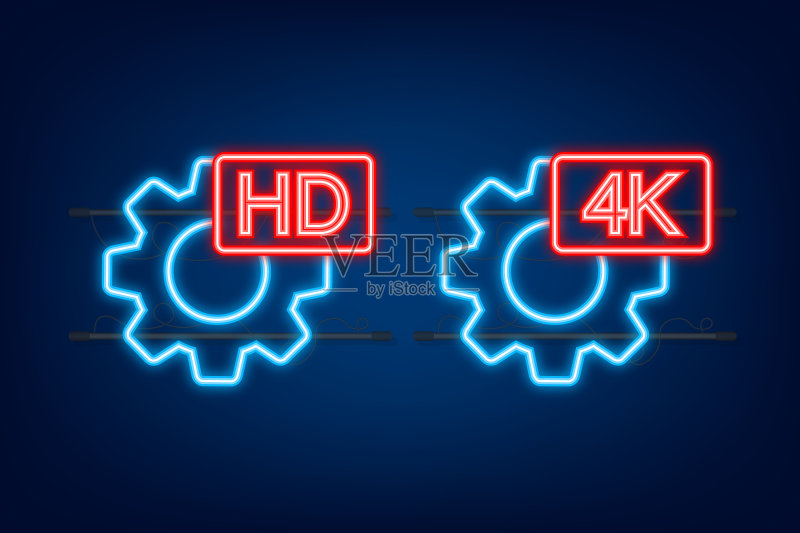 高清4K视频设置霓虹灯图标图标素材