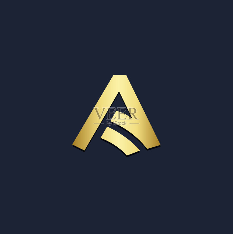A字母造型金色Logo图标素材