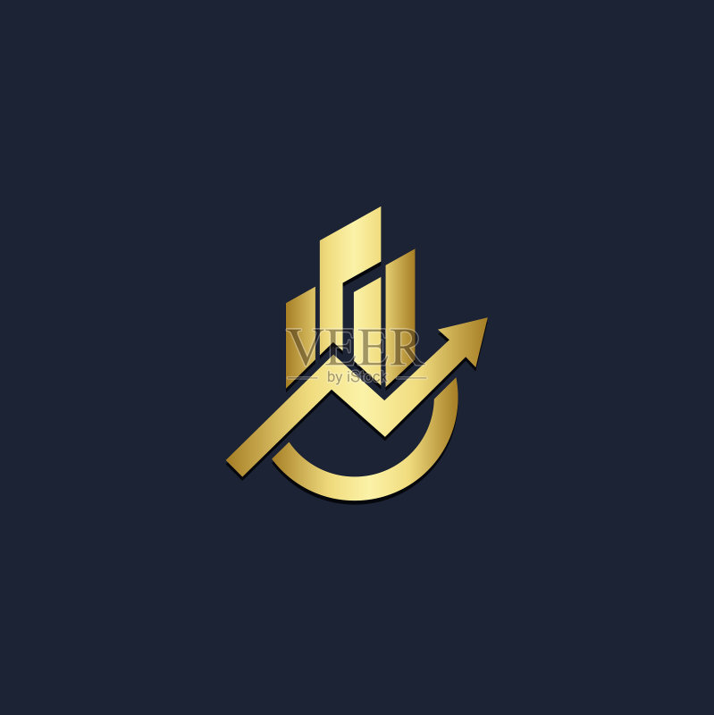 商业建筑箭头金色Logo图标素材