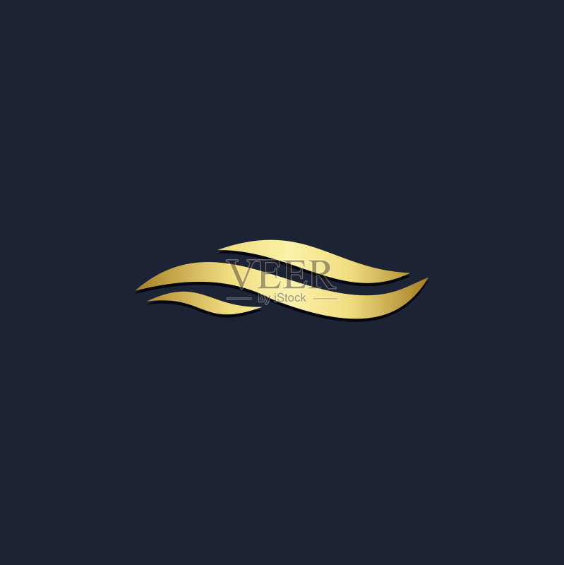 波浪流动抽象金色logo图标素材