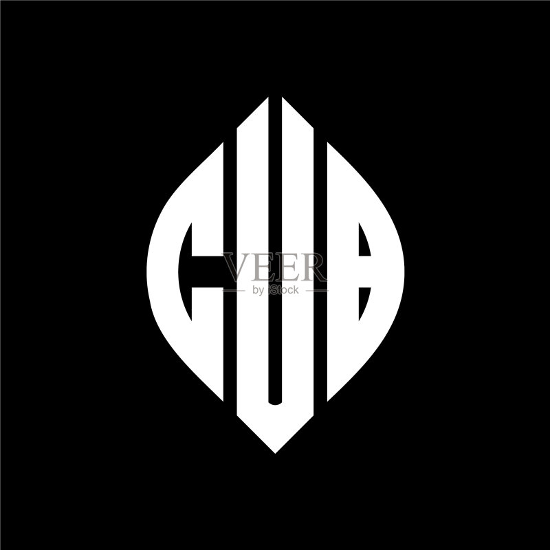 带有圆圈的CUB字母标志设计图标素材