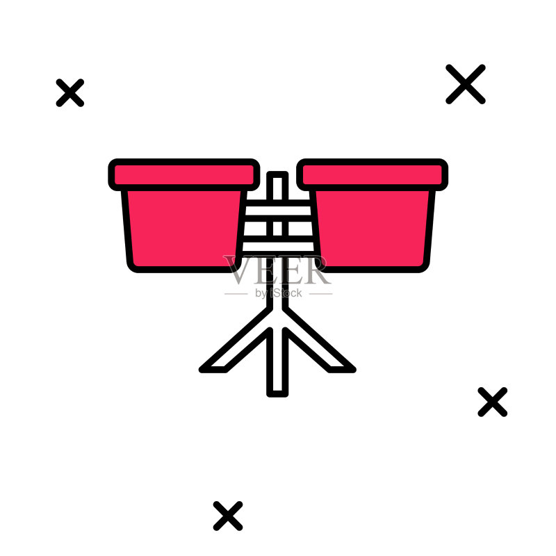 白色背景上的邦戈鼓轮廓图标图标素材
