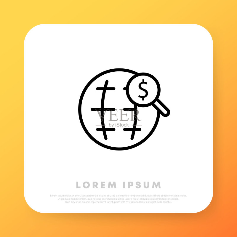 商业线性图标。货币图标。用于商业和广告的矢量线性图标图标素材