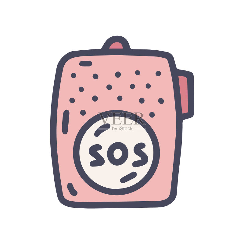 SOS按钮彩色涂鸦简约图标图标素材