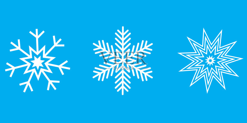 冬季白色雪花蓝色背景图标素材